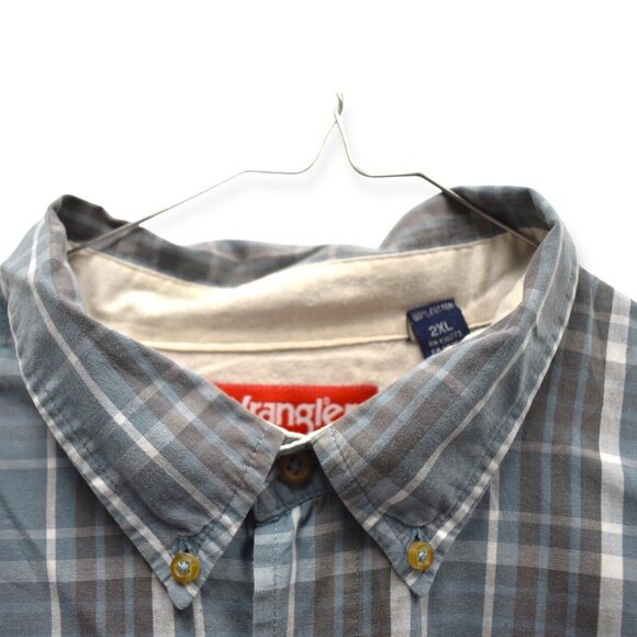 Wrangler Shirt 2XL Mens Plaid Short Sleeve Button Down Western Rodeo Cotton - Picture 3 of 14